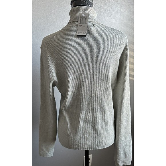 EVIE Womens XL Grey Sparkle Ribbed Turtleneck Silk Blend Long Sleeve Sweater NWT - Picture 3 of 8